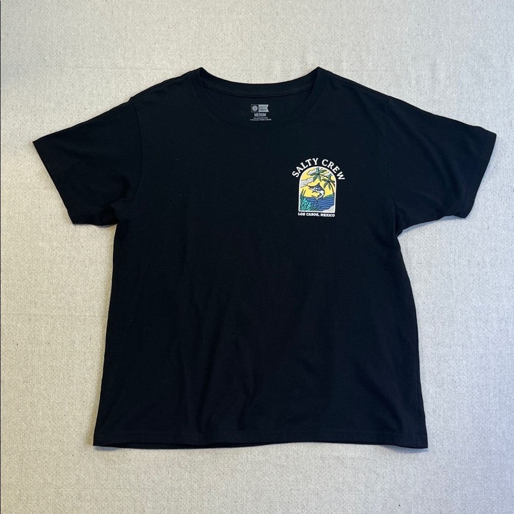 Salty Crew Los Cabos Mexico Graphic Tee Black Surf Fishing Shirt Medium